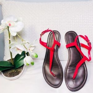 Red leather sandals size 6